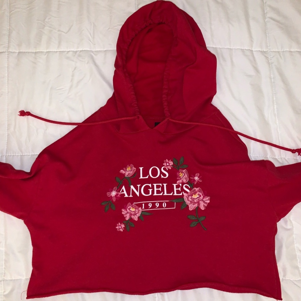 Cropped L.A HEARTS PacSun red hoodie